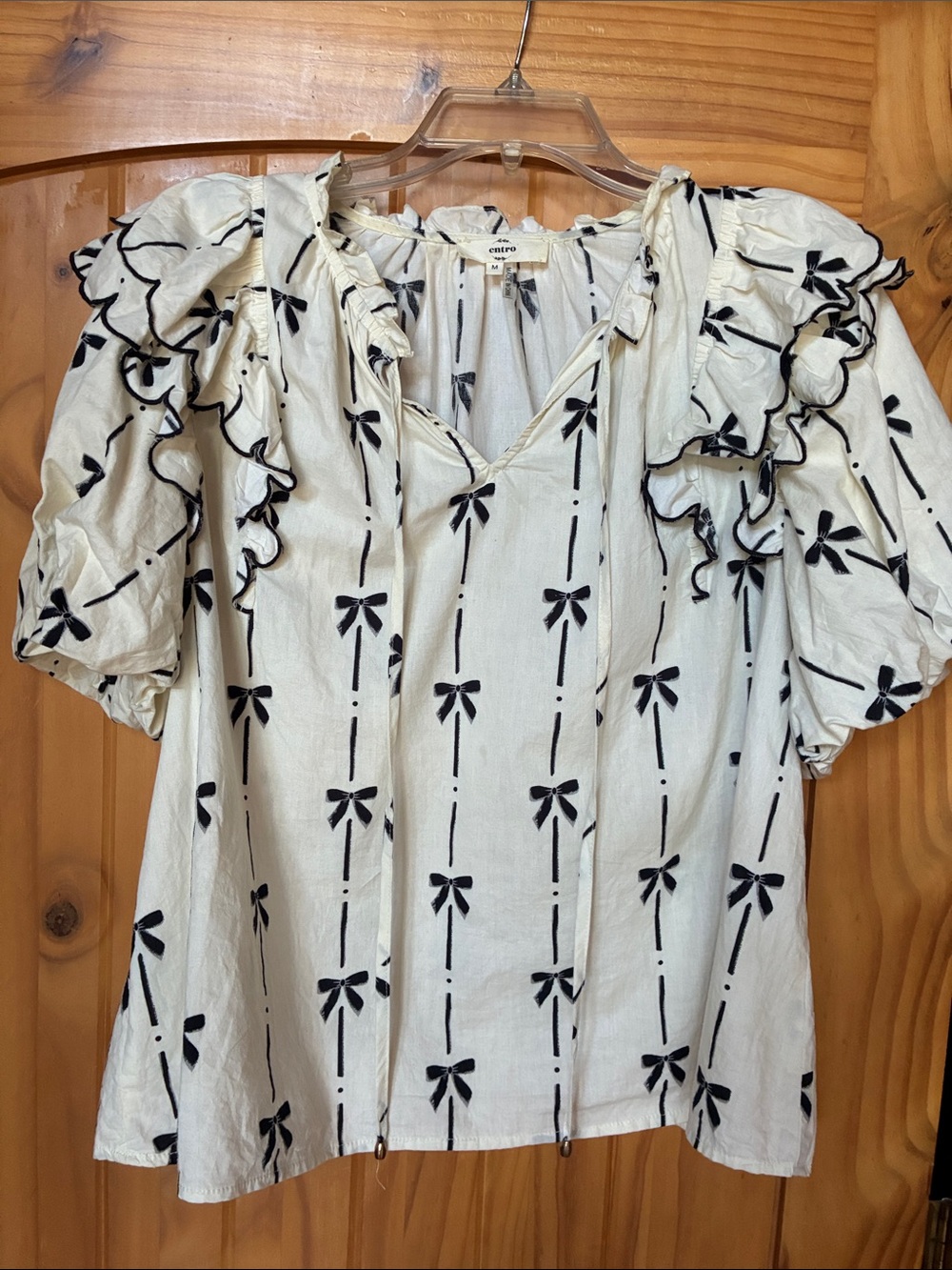 Entro puff sleeve ruffle cotton boutique style top